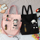 Women New Cute Bear Cartoon Canvas Bag Female Fashion Cool Girl Student School Shoulder Crossbody Messenger Bag Satchels