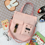 Women New Cute Bear Cartoon Canvas Bag Female Fashion Cool Girl Student School Shoulder Crossbody Messenger Bag Satchels