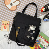 Women New Cute Bear Cartoon Canvas Bag Female Fashion Cool Girl Student School Shoulder Crossbody Messenger Bag Satchels