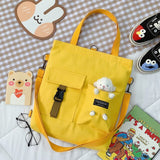 Women New Cute Bear Cartoon Canvas Bag Female Fashion Cool Girl Student School Shoulder Crossbody Messenger Bag Satchels