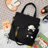 Women New Cute Bear Cartoon Canvas Bag Female Fashion Cool Girl Student School Shoulder Crossbody Messenger Bag Satchels