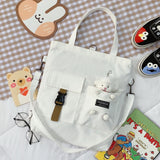 Women New Cute Bear Cartoon Canvas Bag Female Fashion Cool Girl Student School Shoulder Crossbody Messenger Bag Satchels