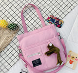 Women New Cute Bear Cartoon Canvas Bag Female Fashion Cool Girl Student School Shoulder Crossbody Messenger Bag Satchels