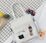 Women New Cute Bear Cartoon Canvas Bag Female Fashion Cool Girl Student School Shoulder Crossbody Messenger Bag Satchels