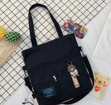 Women New Cute Bear Cartoon Canvas Bag Female Fashion Cool Girl Student School Shoulder Crossbody Messenger Bag Satchels