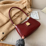LEFTSIDE Solid Color PU Leather Shoulder Bags For Women 2021 Lock Handbags Small Travel Hand Bag Lady Fashion Bags