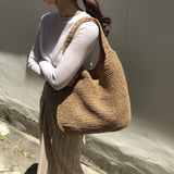 Fashion Rattan Women Shoulder Bags Wikcer Woven Female Handbags Large Capacity Summer Beach Straw Bags Casual Tote Purses 2021