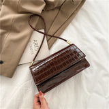 Kylethomasw  Popular Crocodile Pattern Handbags New Fashion PU Leather Shoulder Bags for Women 2021 Leather Textured Buckle Underarm Bags
