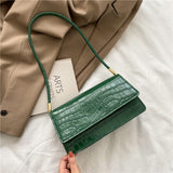 Kylethomasw  Popular Crocodile Pattern Handbags New Fashion PU Leather Shoulder Bags for Women 2021 Leather Textured Buckle Underarm Bags