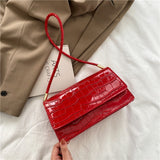 Kylethomasw  Popular Crocodile Pattern Handbags New Fashion PU Leather Shoulder Bags for Women 2021 Leather Textured Buckle Underarm Bags