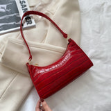 Kylethomasw  Popular Crocodile Pattern Handbags New Fashion PU Leather Shoulder Bags for Women 2021 Leather Textured Buckle Underarm Bags
