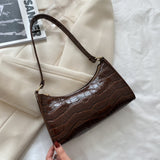 Kylethomasw  Popular Crocodile Pattern Handbags New Fashion PU Leather Shoulder Bags for Women 2021 Leather Textured Buckle Underarm Bags