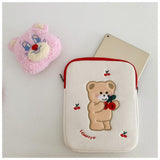 Kylethomasw  12.9 inch tablet case laptop bag cute cartoon cherry bear embroidery laptop bag for ipad pro 9.7 10.5 11 13 inch Ipad liner bag