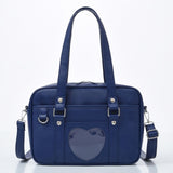 New Student PU Leather Schoolbag Large Capacity Shoulder Bag Heart JK Uniform Bag Handbags Female Travel Tote Daily Shopping Bag