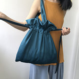 Kylethomasw  new simple lattice women handbag Tote pack large capacity portable shopping bag Smooth satin handbag with shoulder bag