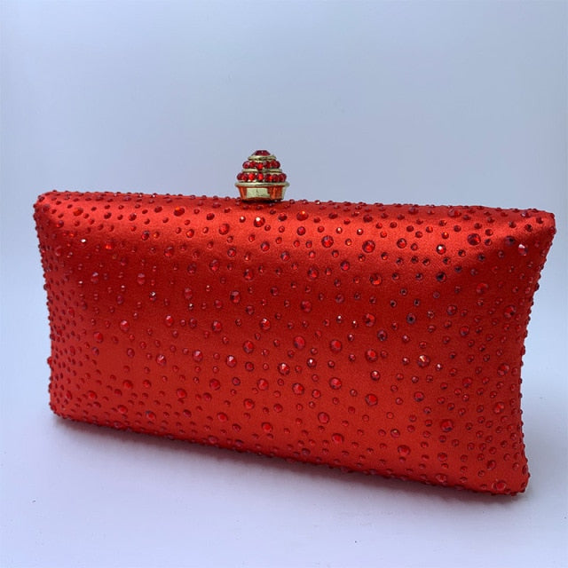Hot Orange Crystal Clutch Evening Clutch Bags for Womens Party Crystal Evening Bags and Box Clutch Black/Green/Purple/Gray/Gold