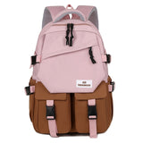 Kylethomasw Men's Backpack School Bag Bookbag School Traveling Geometric Nylon Large Capacity Breathable Durable Zipper Black Pink Green